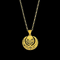 月と唐草ペンダント