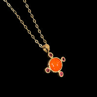 珊瑚とスピネルのペンダント