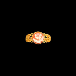 勿忘草のカメオリング(カーネリアン)